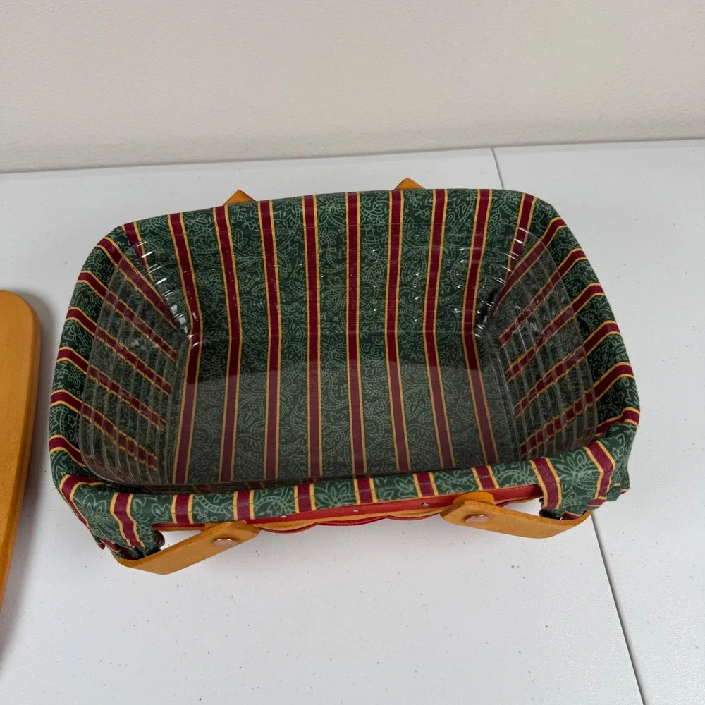 Longaberger 1996 Holiday Cheer Basket Christmas Collection Cloth & Plastic Liner